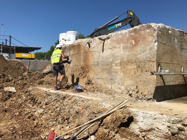 Ernst Frey, Strassen- und Tiefbau, 2018, Aargau, Kaiseraugst: Wurmisweg, Baugrube Holzheizwerk